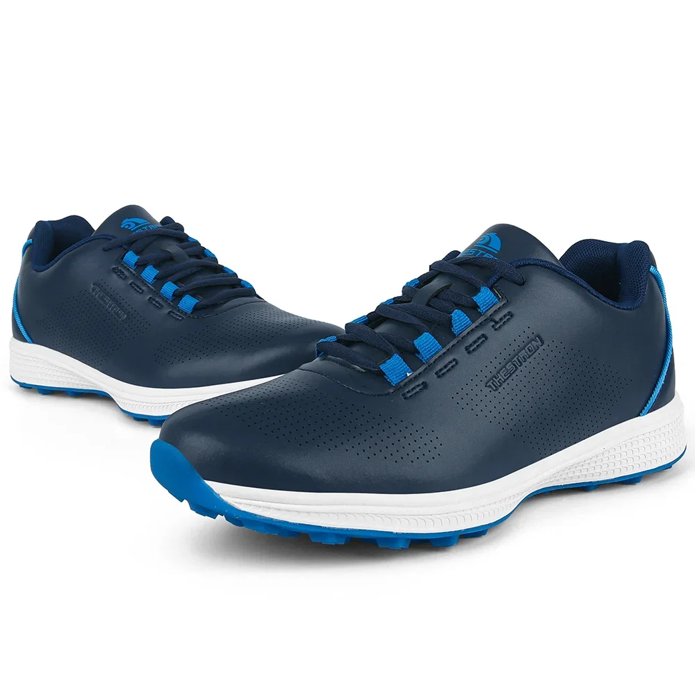 Chaussures d'entraînement de golfeur en cuir pour hommes, baskets de golf pour adultes, chaussures de golf imperméables, noir, bleu, non ald, gazon extérieur