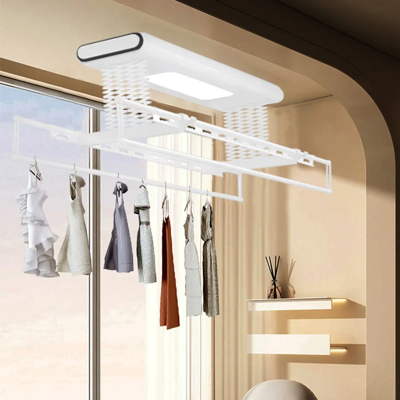 Electric drying rack telescopic clothesline model hot sale remote control accessories laundry cloth material