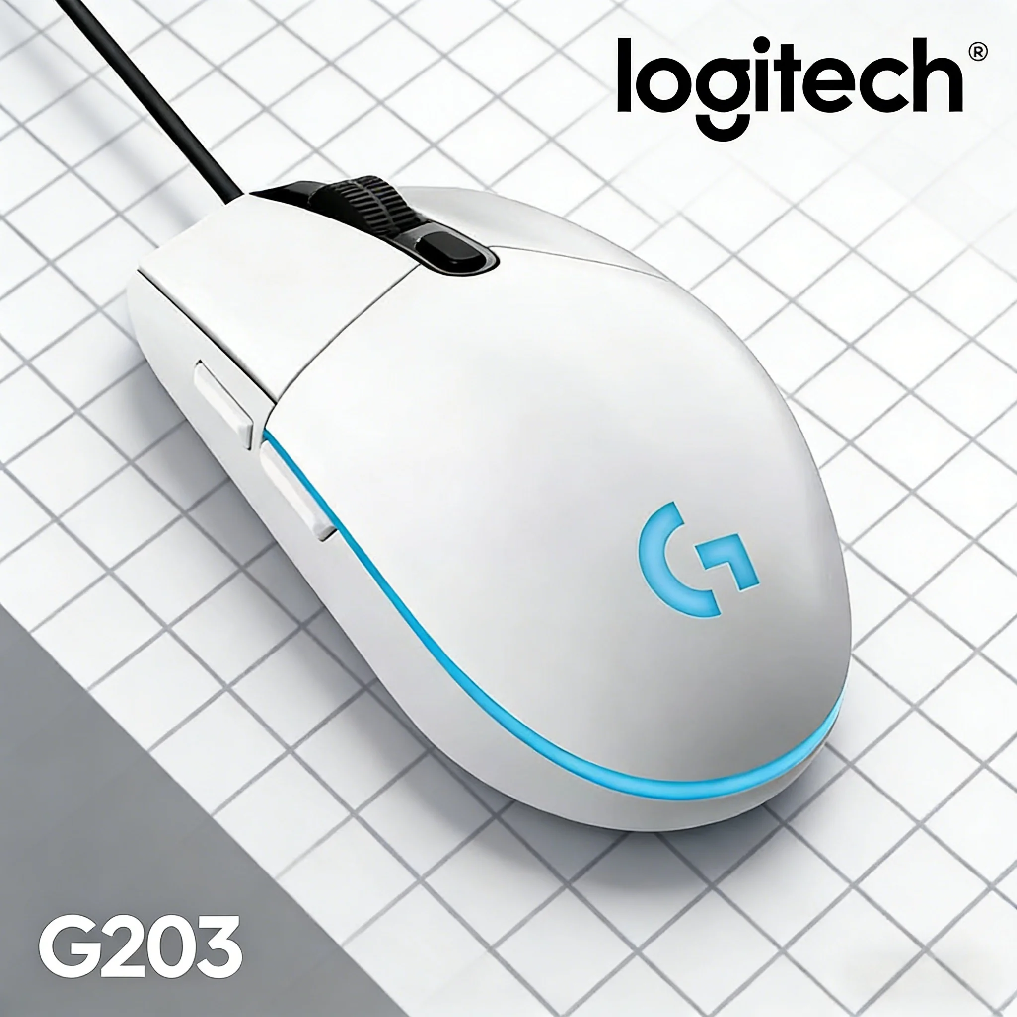 

Проводная мышь Logitech G203, легкая компактная конструкция, 6 пользовательских клавиш, многоцветная для игр и офиса