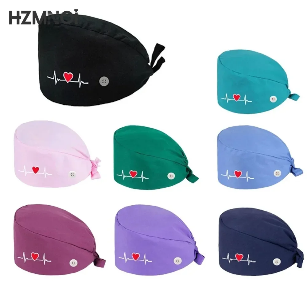 

Cotton Operating Room Hat Fashion Printed Dustproof Beauty Work Hats Embroidered Solid Color Lab Nursing Scrubs Cap