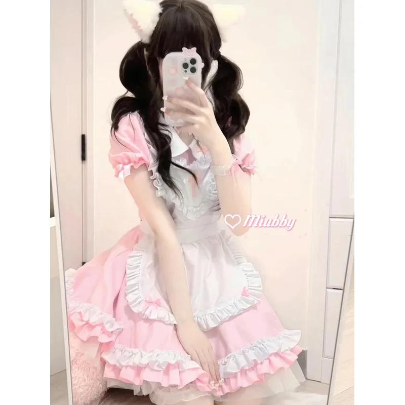 Robe de femme de chambre douce japonaise, jupe Lolita, capsule Halloween, bleu clair, rose, jolie fille