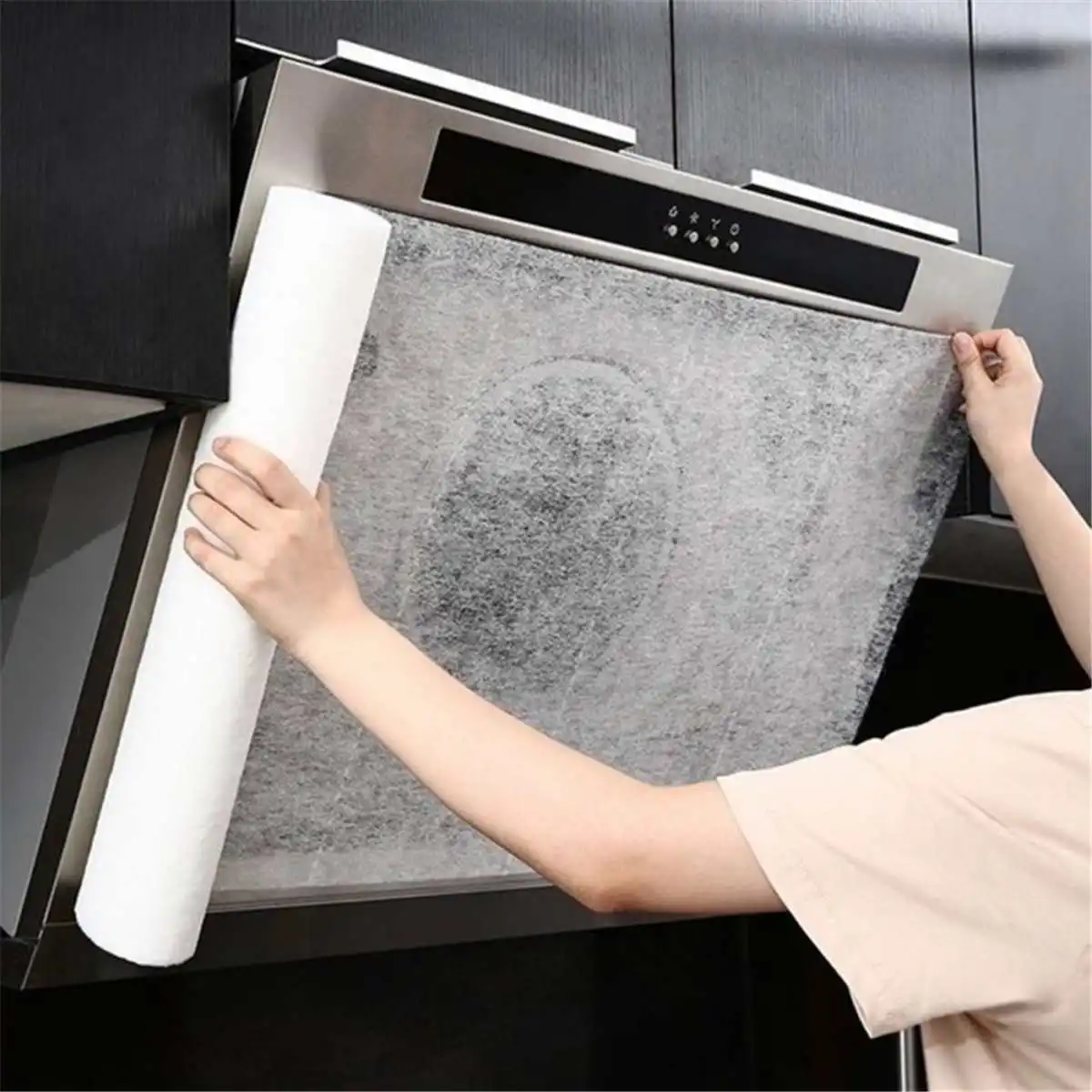 45*43CM 12pc/set Kitchen Oil Filter Paper Non-woven Absorbing Paper Anti Oil Cotton Cooker Hood Extractor Fan Protection Filter