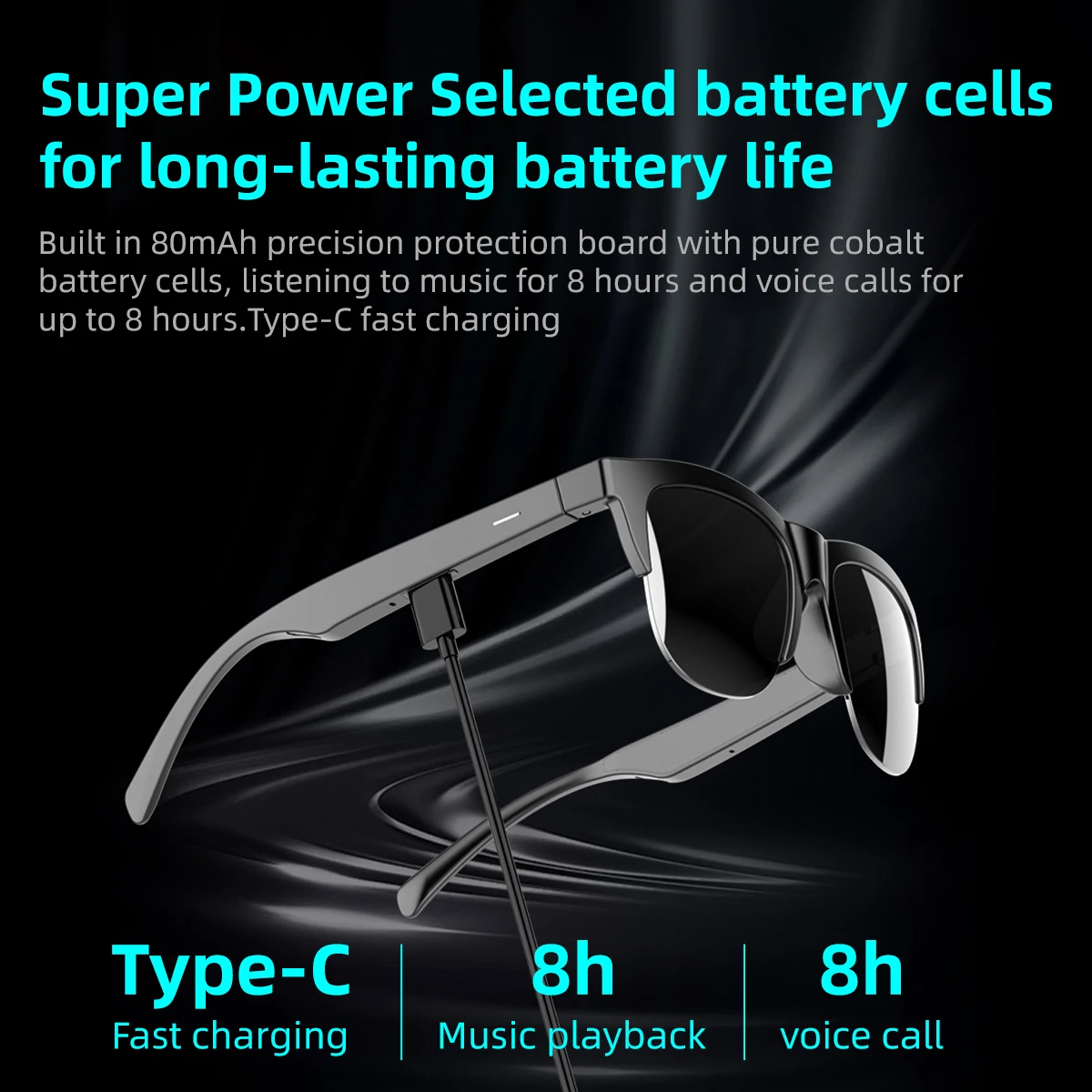 2025 Trending Smart Glasses Wireless Bluetooth Call IP4 Waterproof Outdoor Sport Sunglasses Music Control High Sound Quality Men