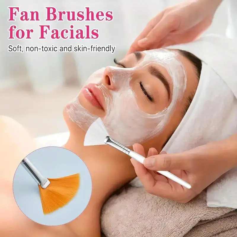 3 stücke weiche und vielseitige Fächer bürste für makellose Hautpflege-Anzüge für alle Haut, ideal für Masken, Cremes, Peelings