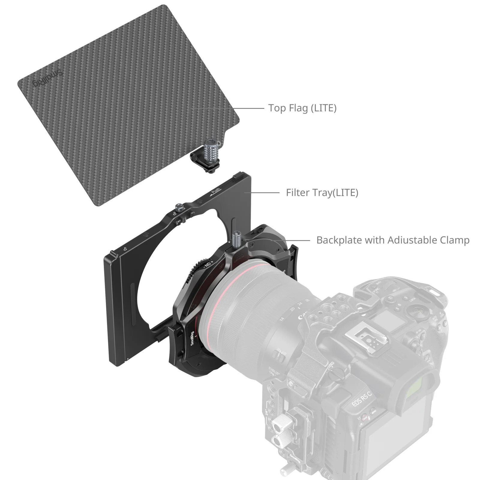 SmallRig LITE Matte Box with Adjustable Clamp, DSLR Matte Box with Fiber Top Flag for 4x5.65 Filter/Circular Filter -4409