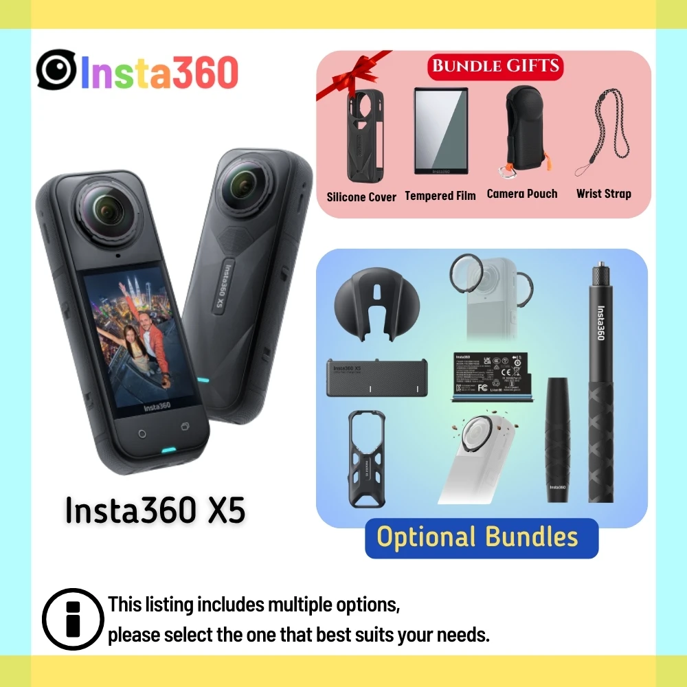Insta360 X5 360 Action Camera 2025 New 8K 30fps Replaceable Lenses