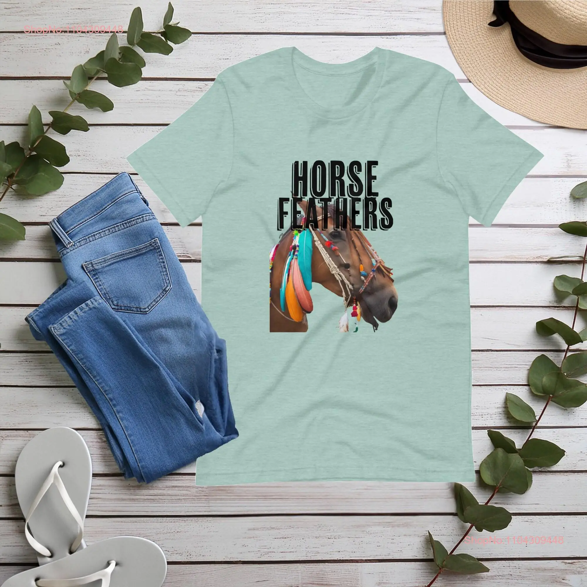 Horse Feathers T Shirt Horses Equestrian Farm Lovers Staple  long or short sleeves