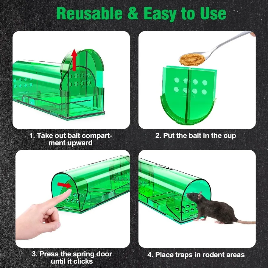4 Pcs Humane Mouse Traps No Kill Live Mouse Trap Reusable Mice Trap Catch for House Outdoors