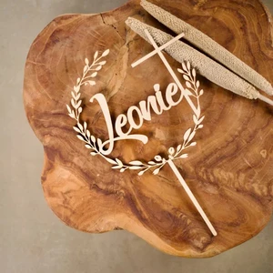 Puncak Kue yang Dipersonalisasi untuk Konfirmasi Komuni Pembaptisan Dengan Nama Yang Terbuat Dari Akrilik Custom Dengan Tanda Silang 8 penjualan terbaik komuni pertama - №