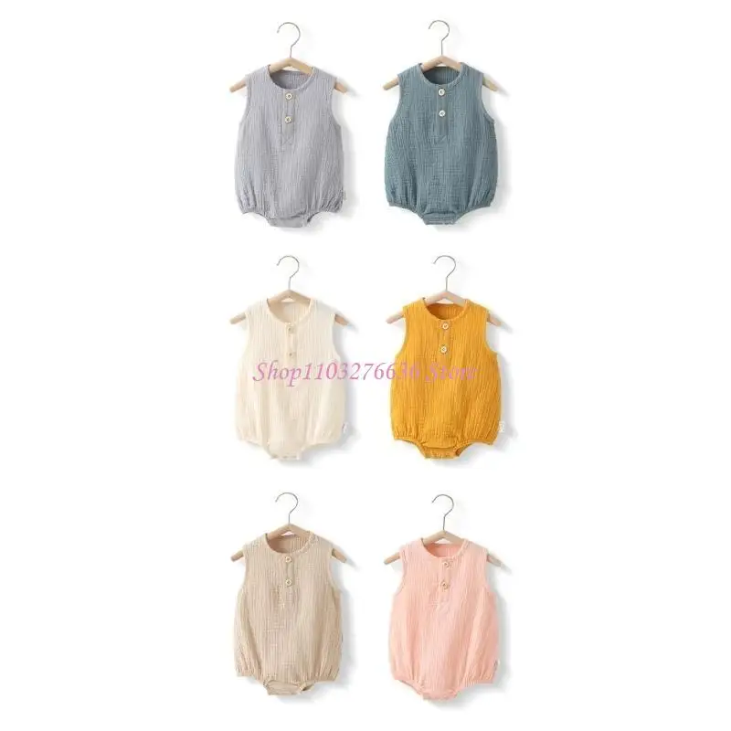 

R6FD Infant Summer Romper Sleeveless 0-1Y Baby Jumpsuit Skin Friendly Coveralls Shirt for Baby Girl Boys Newborn Home Wear