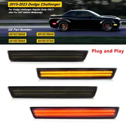 Car Front Amber Rear Red Bumper LED Side Marker Light Lamps For Dodge Challenger 2015 2016 2017 2018 2019 2020 2021 2022 2023