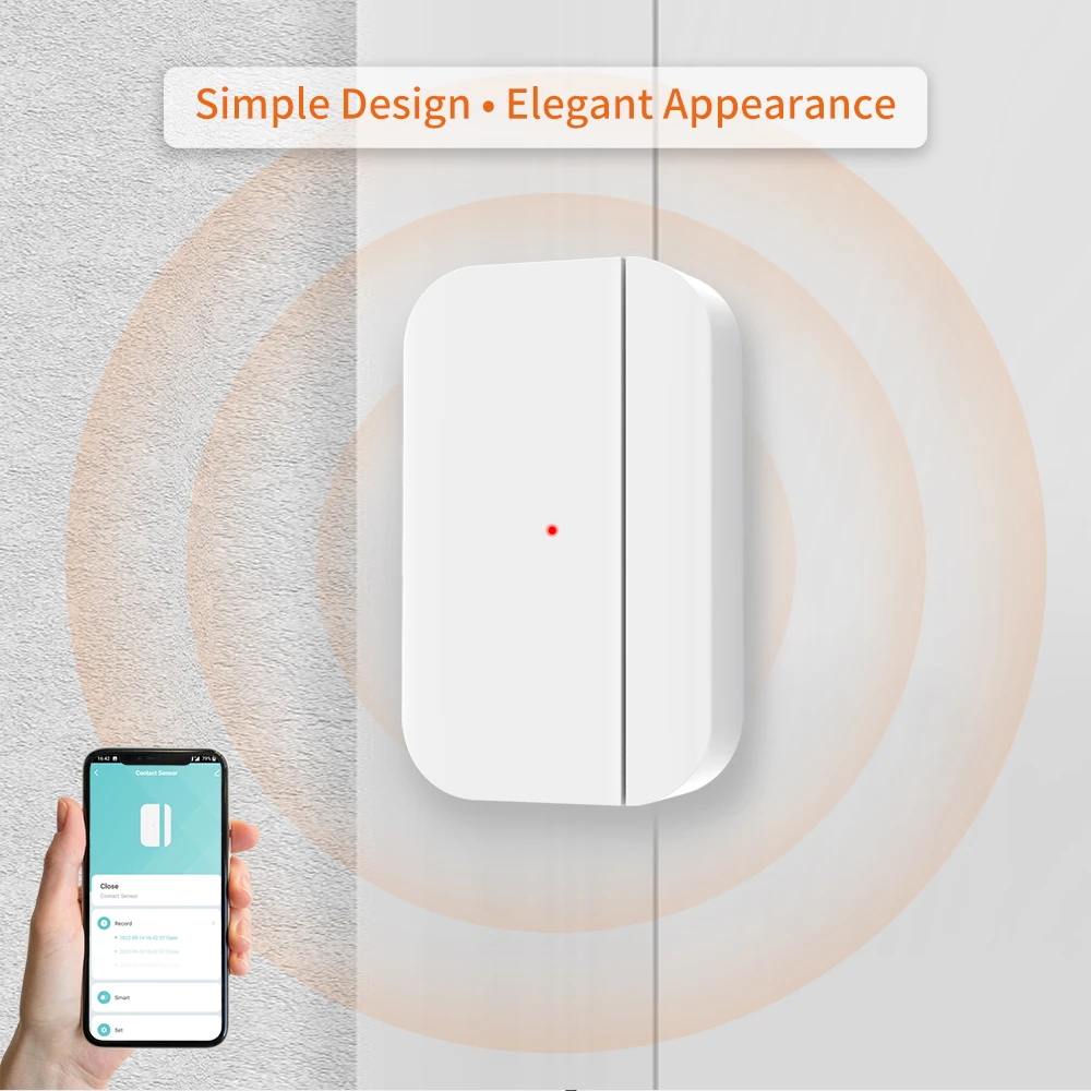 ACJ 433mhz Door Window Sensor Tuya WiFi Open Closed Detector Compatible With Smart Life App Control Or 433mhz Alarm System