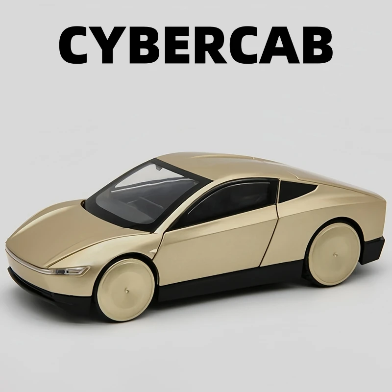 1:32 Teslas Cybercab Robotaxi 합금 자동차 모델 소리와 빛 뒤로 당겨 어린이 장난감 수집품 생일 선물