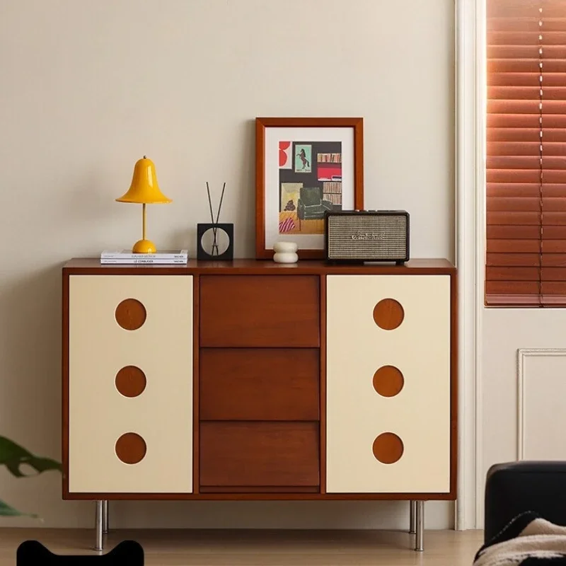 

Solid wood audio side cabinet retro living room dining room storage cabinet multi-functional locker