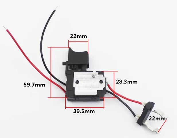 

7.2V-24V 16A for Lithium Battery Cordless Drill Switch Speed Control Electric Drill Trigger Switch with Small Light FA2-16/1WEK