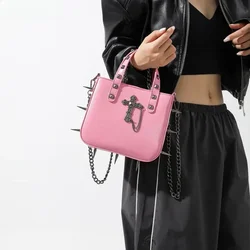 Osobowość Dziewczyny Punk Nity Y2k Estetyczna torba na ramię Koreańskie gotyckie torebki krzyżowe Kobiety Dorywczo Vintage Torby Crossbody Modne
