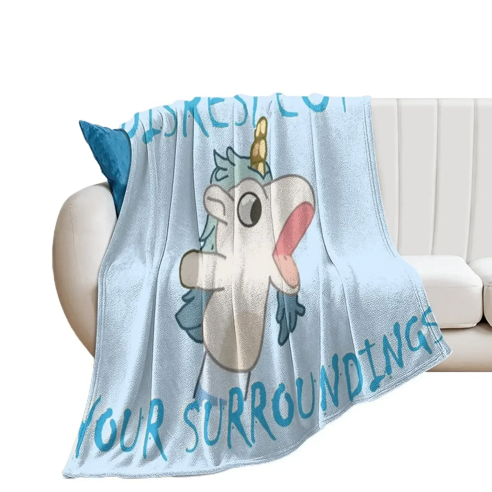 Unicorse Disrespect Your Surroundings Throw Blanket funny gift cosplay anime For Baby Plaid Blankets