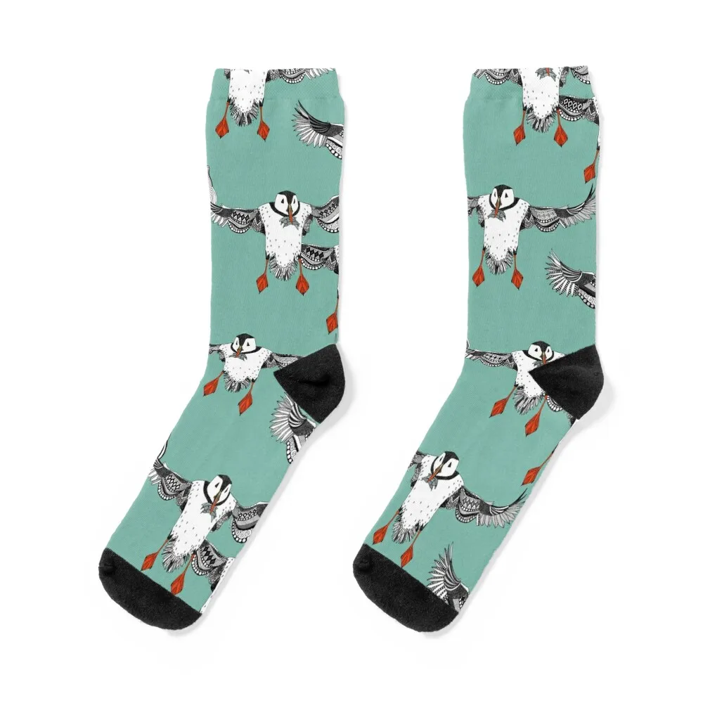 

Atlantic Puffins mint Socks heated funny sock set Socks Woman Men's