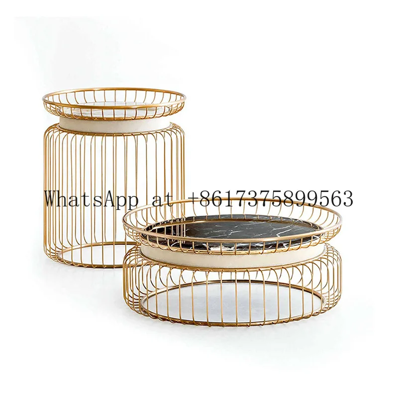 Coffee  Living Room Light Luxury High End Marble Round Stainless Steel Modern