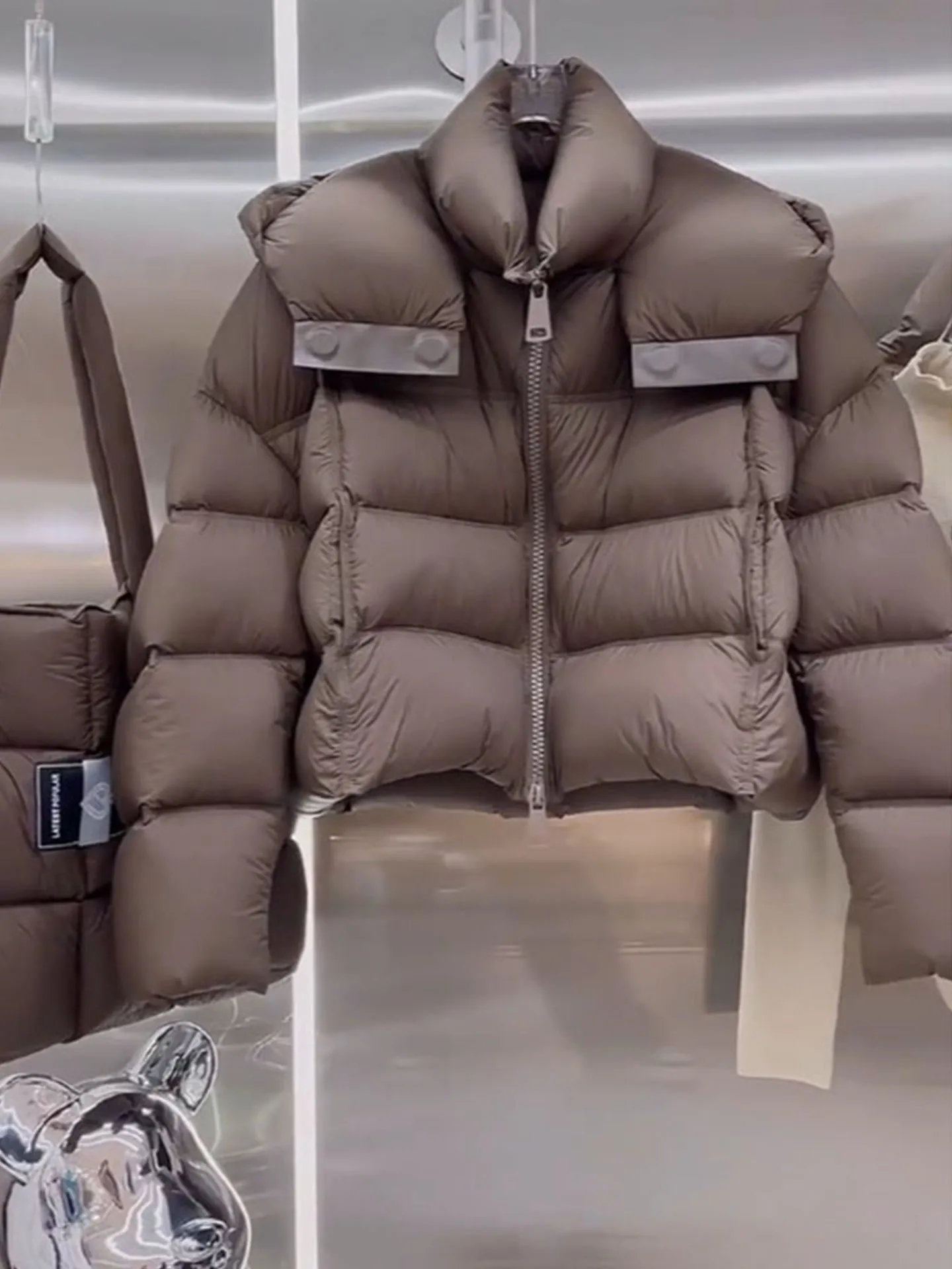 패셔너블한 오트 퍼퍼 재킷 여성용 커피색 브레드 슬레 아우터웨어 겨울 코트 따뜻한 슬리 레귤러 핏 폴리에스터 섬유