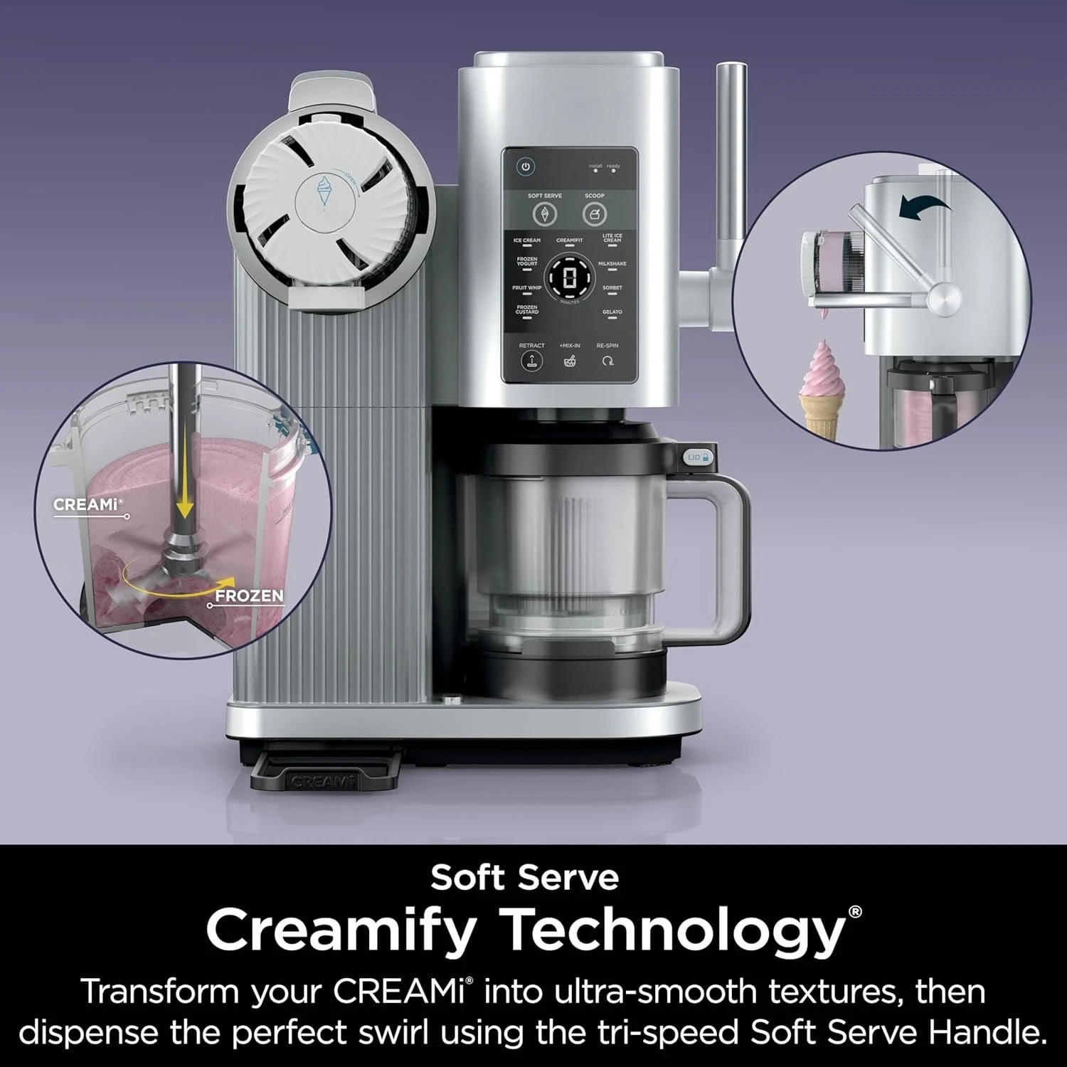 Ice Cream and Soft Serve Maker, Sorbet, Milkshake, Frozen Yogurt, Low Calories Program & More, 13-in-1, Soft Serve Handle image 6