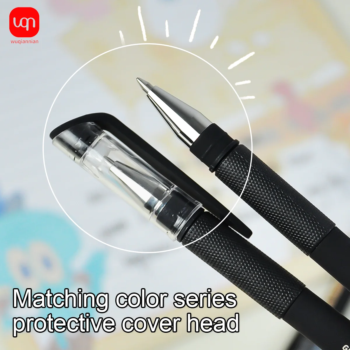 WQN 3/6/12 Bolígrafo negro de 0,7mm, portalápices de plástico, tacto cómodo, escritura suave, bolígrafo de examen de tinta negra