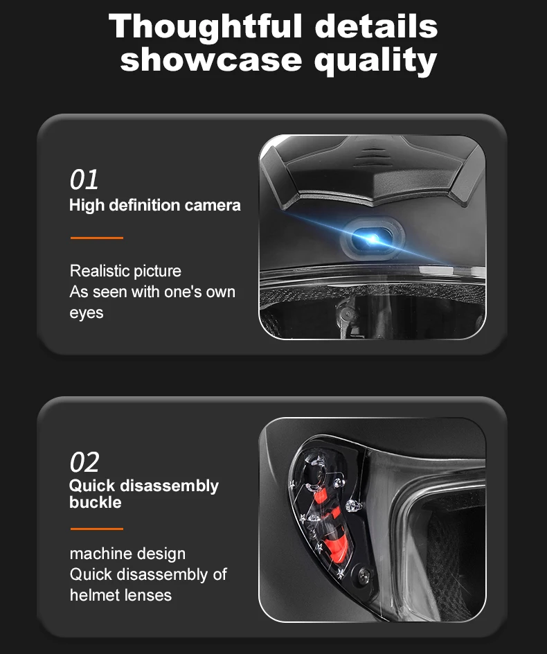 Мотоциклетный шлем AI Smart Full-Face со встроенной камерой, Bluetooth и технологией защиты от запотевания