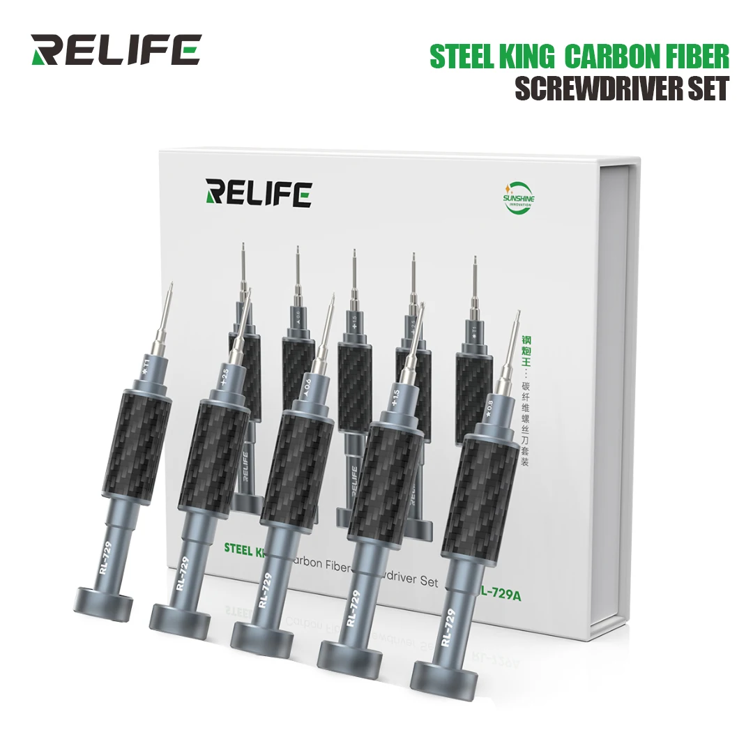 

RELIFE RL-729A Steel Cannon King Carbon Fiber Screwdriver Set Strong Magnetic Attraction Noise-Reducing Bearing Screwdrivers