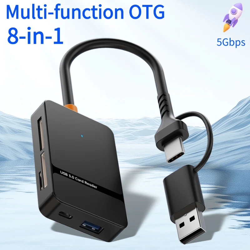

8 in 1 USB Card Reader 3.0 Card Reader SD Micro SD TF CF MS U Disk Compact Flash Card Adapter for Laptop Smart card reader