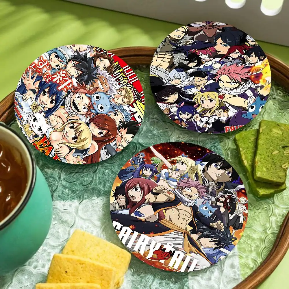 Anime F-Fairy Tail Printed Coasters Suitable For Daily Family Party Decoration, Office, Non-Slip Wooden Coasters
