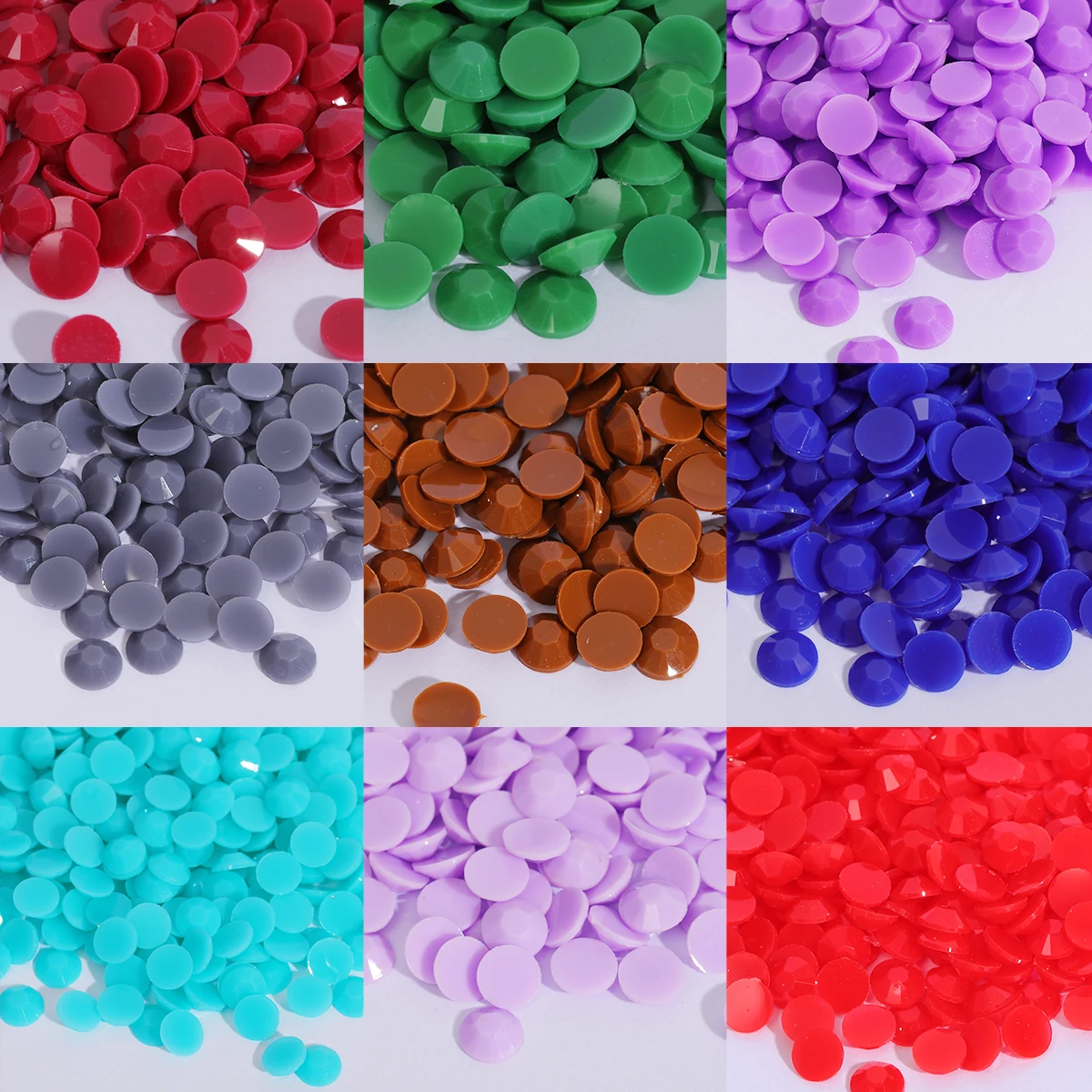 Big Package 2-6mm Resin Non Hot Fix Solid color Rhinestones Bulk Wholesale Flat Back Plastic Crystals Nail Diy Glitters Stone