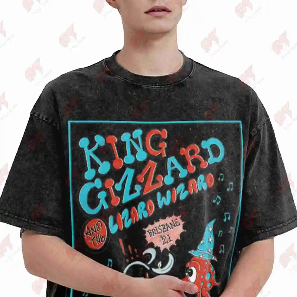 King Gizzard Lizard Wizard Vintage Vintage Washed Tee Pure Cotton T-Shirt