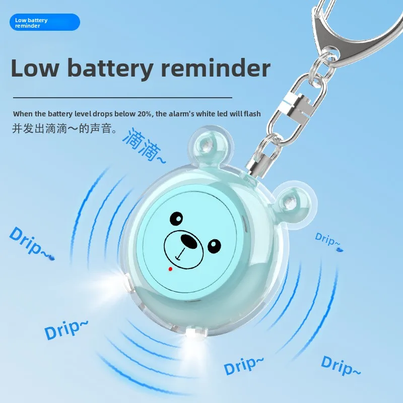 Nuovo mini allarme di autodifesa personale ricaricabile transfrontaliero per donne, allarme portatile per anziani e bambini