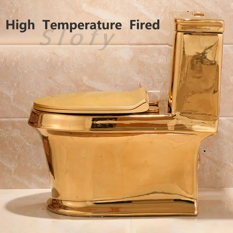 Toilet One Piece Gold Toilet Ceramic Luxury Modern Powerful Flush With System Silent For Basement Toilet Set Lid For Bathroom