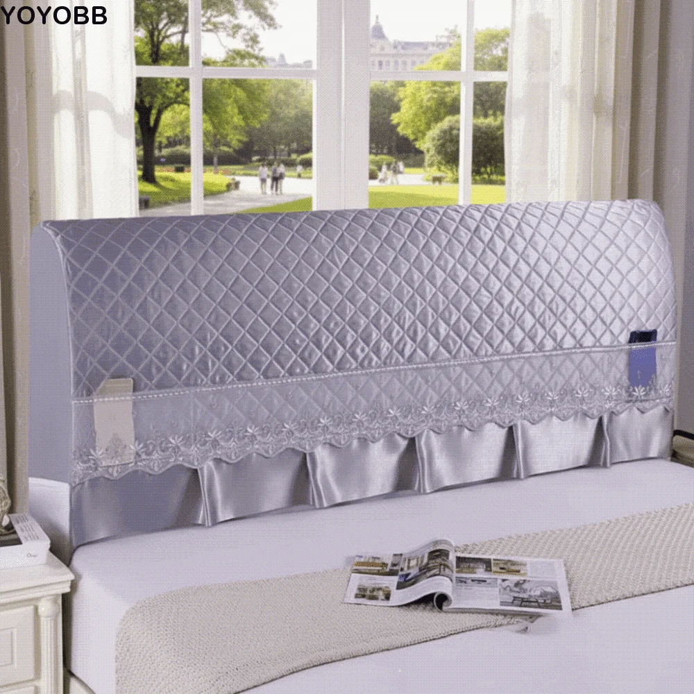 

Lace Design Bedhead Cover All-inclusive Style Elegant Bedside Protector Anti-Collision Decorative Bed Head Slipcover