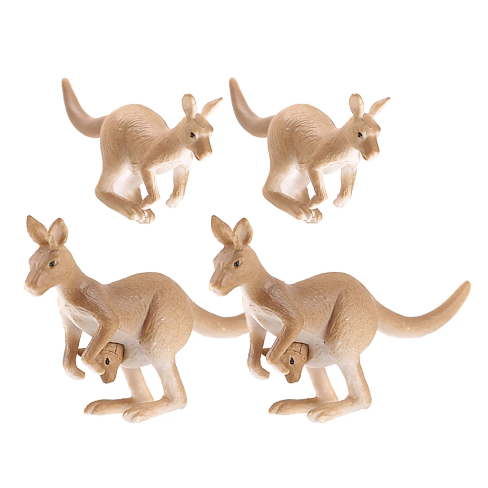 

4pcs Statue Small Kangaroo Decorations Decor Figurines Micro Landscape Ornament PVC Cartoon Kangaroo Toy Bonsai Desk Decor