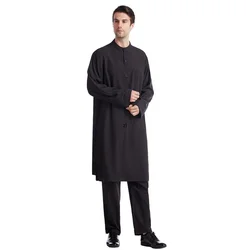 Ramadan Men Arabic Kaftan Muslim Islamic Clothing Long Sleeve Plain Solid Abaya Robe Fashion Saudi Arabia Dubai Mens Jubba Thobe