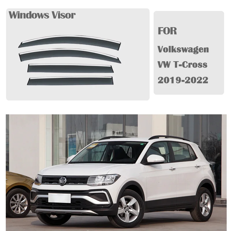 FOR Volkswagen VW T-Cross 2019-2022 Window Visors Rain Guard Windows Rain Cover Deflector Awning Shield Vent Guard Accessories