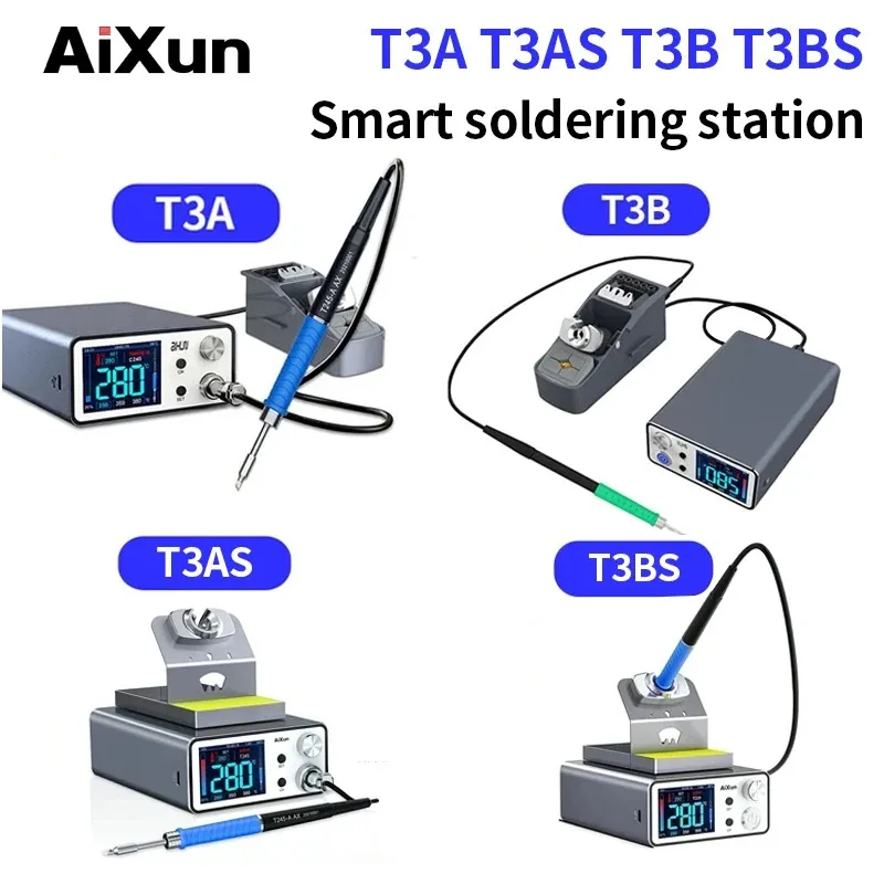 AIXUN T3A T3AS T3B T3BS T320 Stazione di saldatura intelligente con T115 T245 T210 Punte della maniglia Stazione di saldatura elettrica di ferro Riparazione SMD