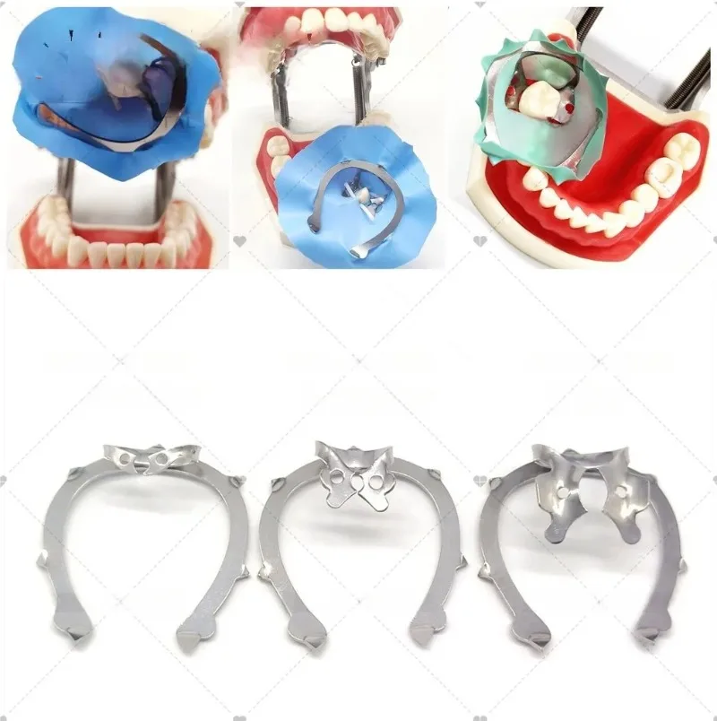 1pcs Lab Clip Rubber Dam Clamps Clip with Bracket Holder Lab Tooth Restoration Surgery Labs Rubber Dam Clamp Clip for Malor