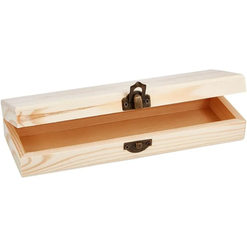 Plain Unfinished Wood Box Jewelry Box Unfinished Wooden Artist Tool And Brush Storage Box Wood Pencil box Small Case