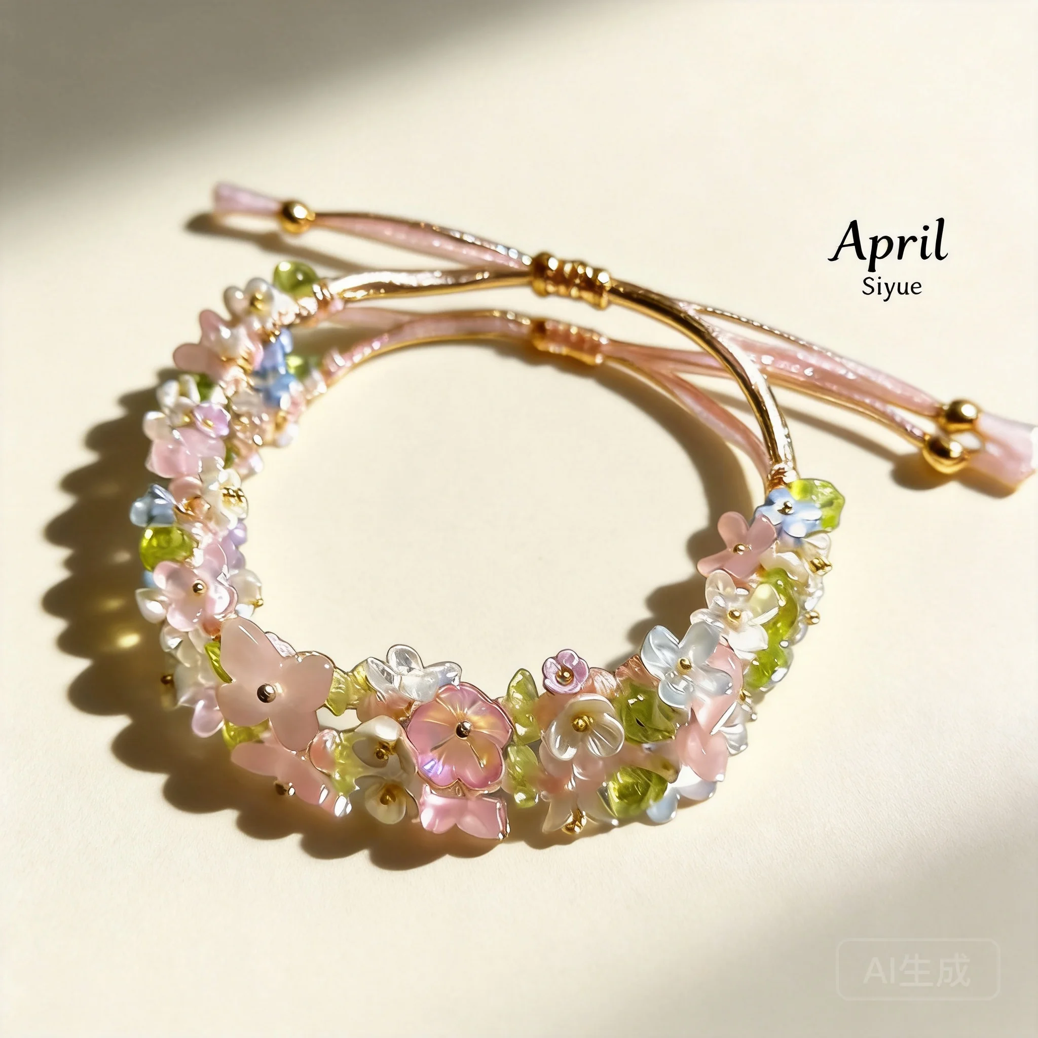 Handmade Chinese Style Pink Flower Braided Bracelet Adjustable Lucky Auspicious Blessing Jewelry For Women Girls Daily Wear Gift