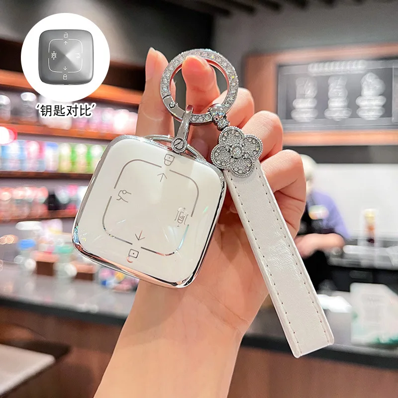 TPU Key Cover for Zeekr 001 - Smart Bluetooth Key Protector with Keychain