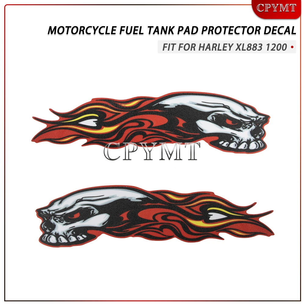 

Motorcycle Stickers Fuel Tank Protector Accessories Flame Skull Decal fit For Harley Sportste XL883 1200 Dyna Bobber Softail