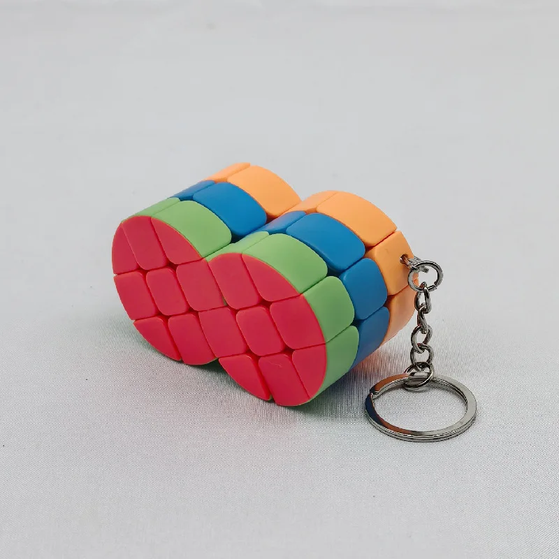 Mini Three-layer Cylindrical Magic Cube Conjoined Keychains Fun and Difficulty Restricted Rotation Cube Multiply Fidget Toy