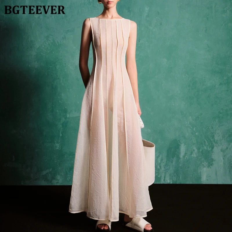 

BGTEEVER весна-лето модное женское однотонное платье-жилет с круглым вырезом элегантное женское платье трапециевидной формы без рукавов с тонкой талией женские Vestidos