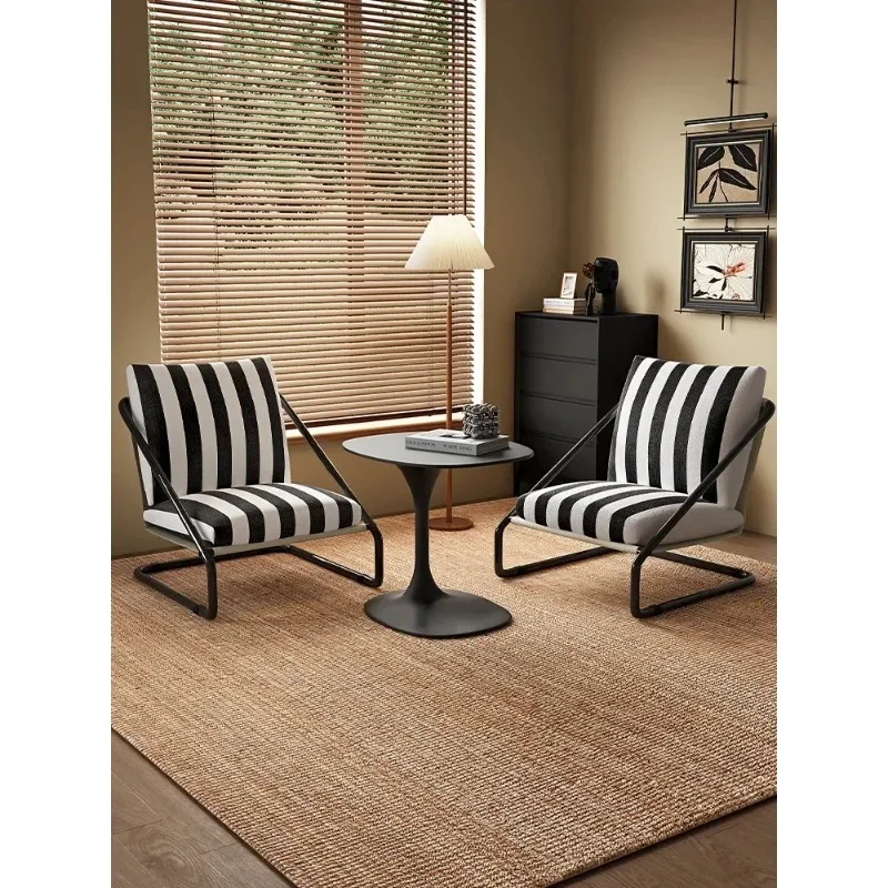 

*q forSimple Home Striped Armchair Lazy Single Sofa Chair Leisure Backrest Medieval Light Luxury Chair#