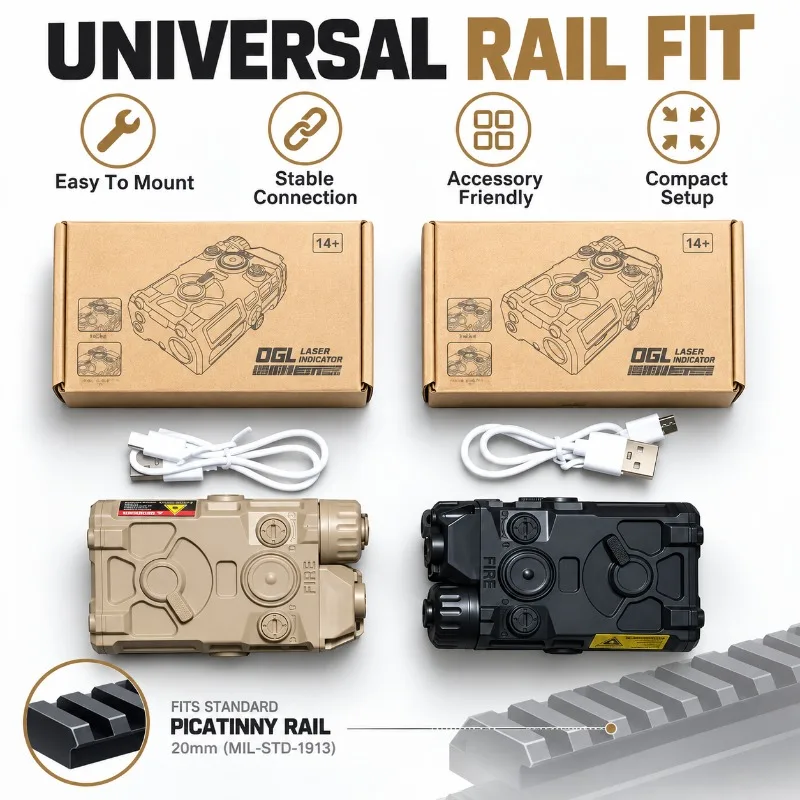 OGL Rail Mount Model Light and Beam Indicator Combo Rechargeable Hobby Model Decor Kit