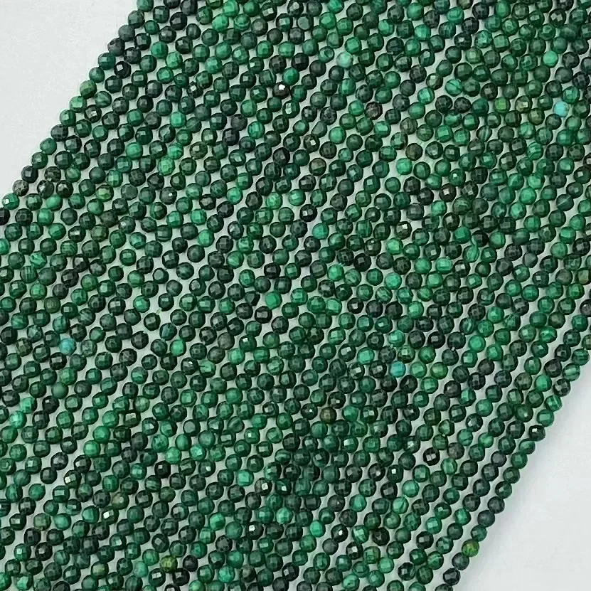 Natural Malachite Stone Round Facted Beads 38cm Women Trendy Jewelry DIY Bracelet Necklace Accessories Fashion Elegant Charm