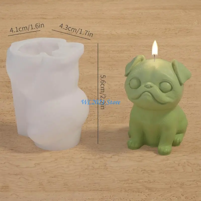 

G5GC Realistic Pug Shaped Silicone Dog Mold Practical Plaster Craft Dog Decorations Mold for Craft Enthusiasts